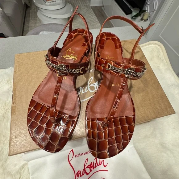Just Queen 55 Croc-Embossed Sandals - Picture 5 of 15